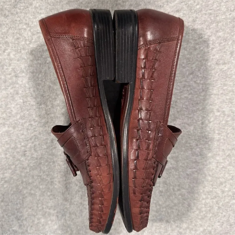Nunn Bush Men's Tassel Loafers Brown Woven Moc Toe Slip-On Size 11.5M